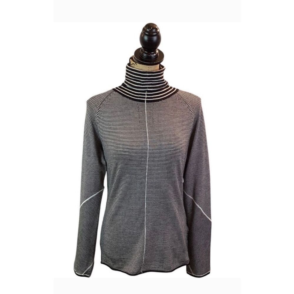 Krimson Klover Stripped Merino Wool Lightweight Turtleneck Sweater Women's M
